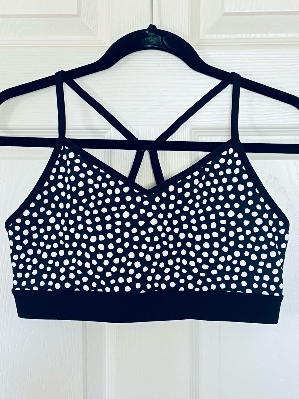 Lorna Jane Black & White Polka Dot Strappy Sports Bra